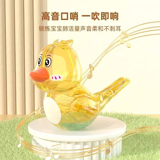 Water Bird Whistle Cartoon transparente Cartoño La Pronunciación de la Pronunciación Muscular de la Música para niños de los niños La creatividad puede agregar agua para aprender juguetes de pájaros, agua transparente, pájaro azul + cordario amarillo - se puede llenar con agua