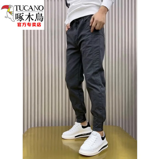 Woodpecker (Tucano) Été Nouveau pantalon décontracté pour le beau pantalon de travail élastique mince pour hommes pour le printemps et l'automne plus en velours hiver petit pantalon harem noir un style 28, 90-100jin [Jin est égal à 0,5 kg]