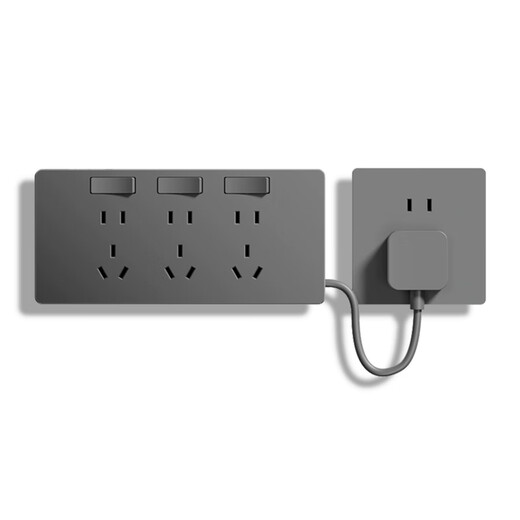 国际电工（FDD）扩展插座明装拓展开关插座厨房客厅原位替换多功能插线板带线插排 白色三开21孔-向右扩展-带延长线