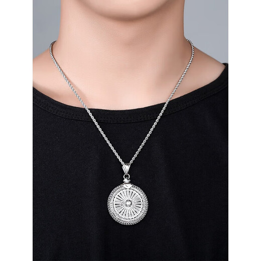 Pavilion PT950 platinum time-returning Guanyin pendant men's 950 platinum transfer rotating tag pendant, small size 28.48g, diameter 38mm, thickness 5mm