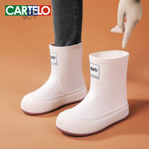 CARTELO rain boots for women in summer kitchen work rubber shoes lightweight outside waterproof and anti-slip soft bottom water shoes high tube rain boots black (upgrade model) 41 [40-41 same size]