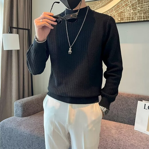 FHHUABD Halbzertifikat-Pullover für Männer im Herbst und Winter Feste Farbe lässiger Bodenkleidung Japanische trendige und hübsche Pullover-Strickpullover grün 2xl 140-155jin [Jin ist 0,5 kg]