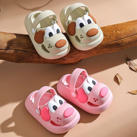 Croton Croton 2025 Spring and Summer New Baby Cave Shoes Eva Material Cartoon Children's Slippers Boys and Girls Sandals Anti-slip Khaki 18 -19 size (inner length 13CM)