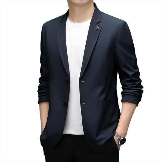 Suisse décontractée de Lilang Men's Spring and Automne Style coréen Menan Slim mince Fashion Fashion Single Veste tendance 12397 Bleu M 170