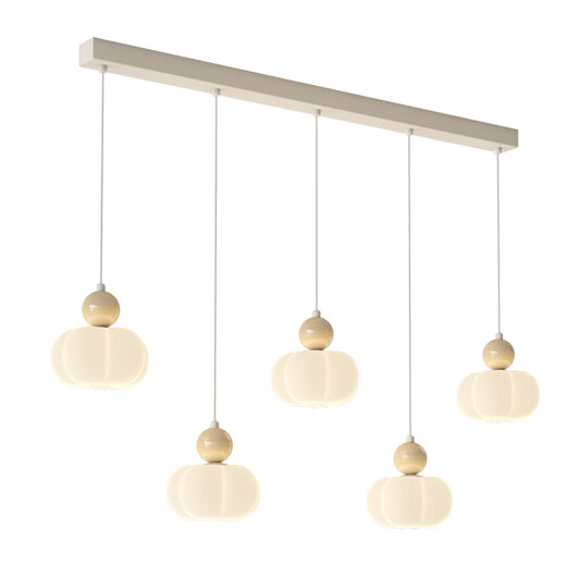 Tiffania Restaurant Kronleuchter Creme Stil 2025 Neue kreative Kürbislaterne Einfache moderne lange Bar Esszimmer Speziales Hauptlicht MTJ689-1 Drei Farben (Weiß + Beige) -Wall-Lichtstil