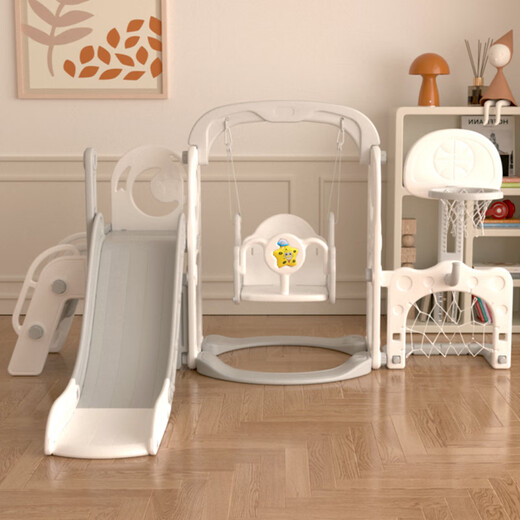 Slide Swing para niños en el hogar cubierto de dos en uno Bebé Diaje Baby Small Climbing Ocean Ball Pool Combinación Castle Gray and White Clásico Tres en uno