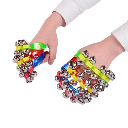 Yuan ethnic group hand bells and string bells Orff kindergarten performance children's rattles baby hand bells hand-held bells baby string bells stick bells red pair dedicated to children's performance/instrument enlightenment teaching