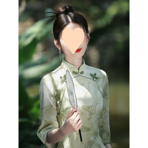 HUALIN FASHION绿色旗袍新款夏季2025春季新中式改良少女年轻款气质高端日常长裙 829绿色 M