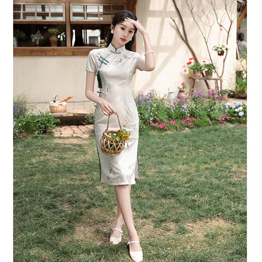 皮尔卡丹（pierre cardin）小个子旗袍2025新款夏季新中式连衣裙年轻款少女改良绝美女装日常 YS-7036 S