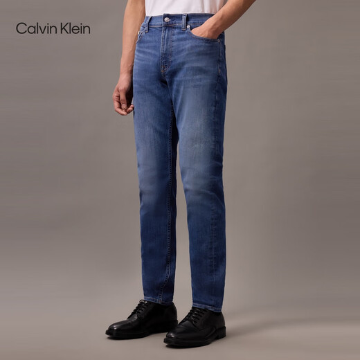 Calvin Kleinjeans 25 printemps et d'été Nouveau navette décontractée pour hommes CK Micro-élastique Jeans coniques en forme de coin 4RAB701 UL7-Denim Blue 32