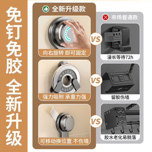 Cream suction cup rotating pot lid rack wall-mounted punch-free kitchen storage rack storage rack cutting board rack cutting board rack carbon steel model two pack - gun gray folding pot lid rack