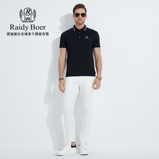 
Raidy Boer/Ridy Boer [Mulberry Silk Old Qianfeng] 2025 Summer Men's Short Sleeve POLO Shirt 7031 Black L /175/50