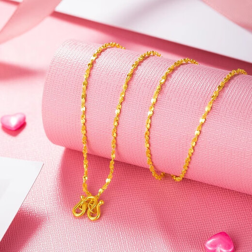 Wanmu pure gold 999 gold necklace gypsophila 24k women's clavicle chain classic versatile gold-plated Valentine's Day gift gypsophila necklace 50cm long 2.81g