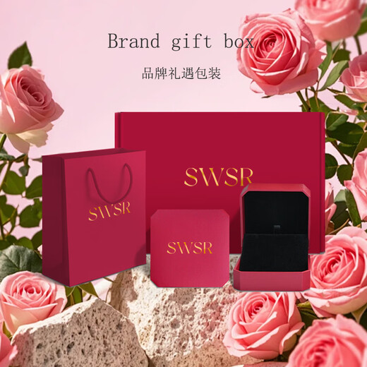 SWSR inlaid Swarovski zirconium brooch, high-end women's light luxury birthday gift for teachers on Teacher's Day, white gold + gift box + handbag