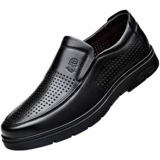 Old Man's Head French Summer Sandals Men's Breatable Hollow Business Casual Choole de cuero para hombres SOLO SOLO SOLO ASOLTA CHABLES MENOS HOMBRES NEGRO 9913 Estilo hueco 44