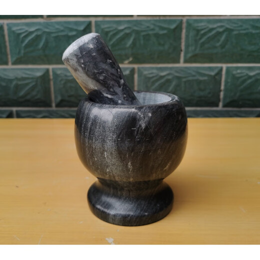 Zhiyao white marble mortar grinder garlic mortar household stone garlic masher garlic masher garlic press masher medicine jar set of white marble mortar