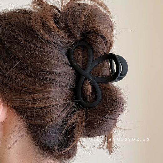 Baiyi poetry hair clip for women 2025 new high-end hair clip for medium and small hair, shark clip on the back of the head, black + dark coffee clip, 2-piece set