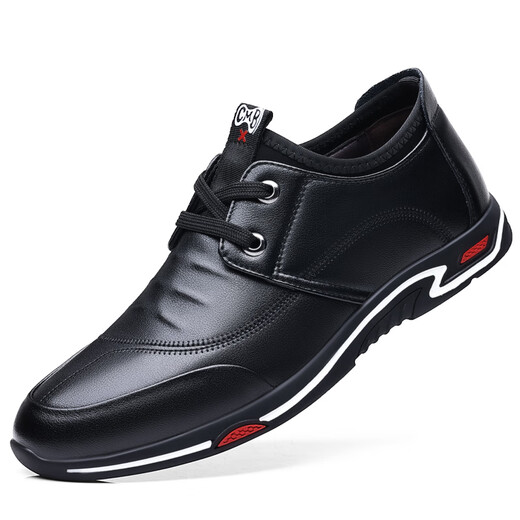 Yierkang Yierkang Men's Shoes 2025 Spring New Genuine Leather Business Casual Choole Choices para hombres Soft Sough Breatable No Slip Dad's Shoes 9929 Four Seasons Black 39 Tamaño de cuero estándar