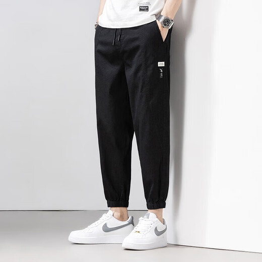 真维斯（Jeanswest）休闲裤男士2025新款夏季时尚宽松束脚哈伦九分裤子男 浅蓝 XL