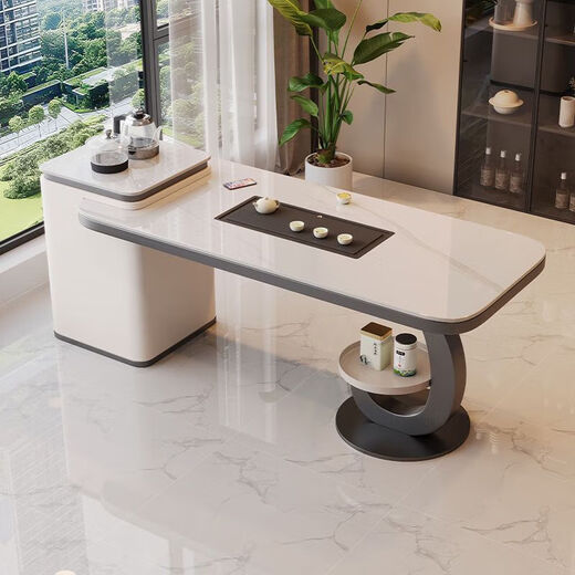 Slate balcony tea table and chair combination light luxury modern kettle integrated coffee table living room household small tea table single table pattern optional 1.2 meters free tea set