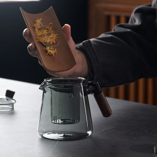 Tea Prince Teapot Tea Water Separation Tea Cup High Borosilicate Glass Teapot Tea Set Personal Cup Filter Tea Green Tea Cup Tea Set Xiangyun Teapot-Smoke Gray