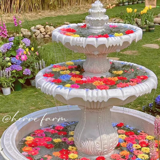 European-style flowing water fountain, outdoor courtyard garden, fish pond, fountain, landscape decoration, wedding ornaments, wishing pool, No. 8 fountain