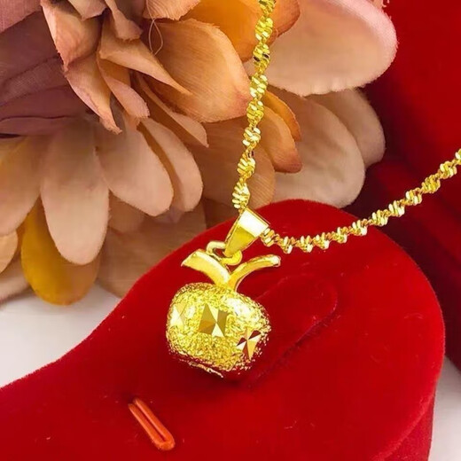 Apple Pendant for Women, Sweet and Versatile Frosted Ping An Fruit Sand Gold Necklace that Will Not Fade for a Long Time Ping An Fruit Necklace Set