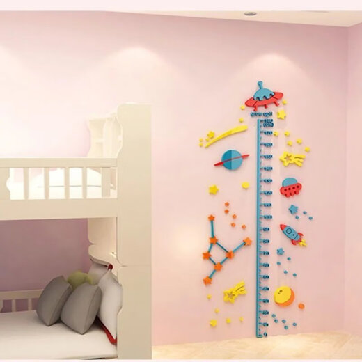 
Cartoon 3d three-dimensional children measuring acrylic height sticker wall sticker girl room 3879 rabbit height sticker coffee skin color pink big