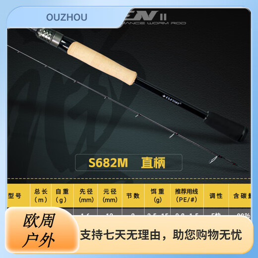 尔鱼禅路亚竿高碳超快调虫竿翘嘴鲈鱼鳜鱼轻量硬挺鱼竿 蝉二代 2.03mC682MH 682m