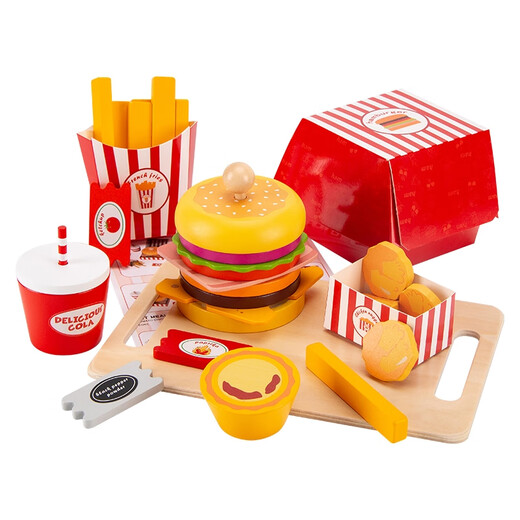 Chengliu House para niños jugando juguetes de cocina simulación de microondas belleza hamburguesa papas fritas modelo de regalo de cumpleaños de niña juego de microondas