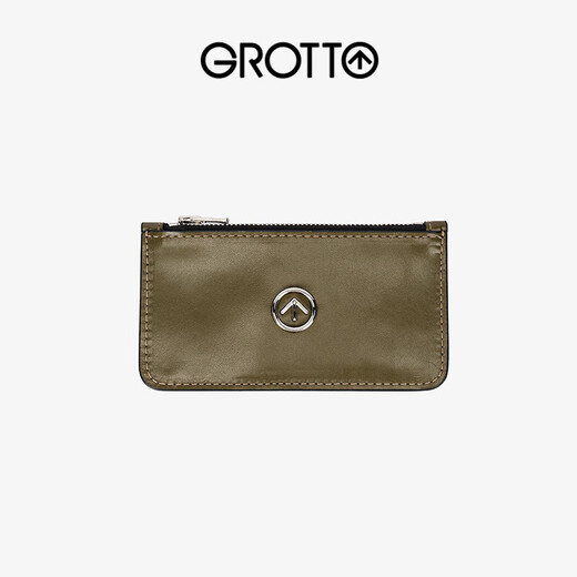 个乐（GROTTO）新款轻奢简约牛皮真皮多卡位拉链卡包卡夹礼物 经典黑