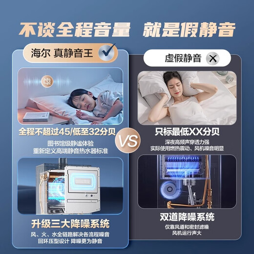 Haier Silent King KL7pro/KL7GT Gas Water Heater Natural Gas AI Noise Reduction 5A Level 1 Constant Temperature Supercharged Waterfall Washer Lower Sealed Stable Combustion Chamber 16L KL7pro Newly Upgraded Silent King