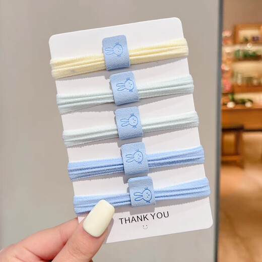 Demina's sweet sea salt blue hair band for women, high-end, fresh hair rope, high elasticity, durability, ponytail rubber band, versatile hair accessories, sea salt series, 5 pieces - blue label MIN