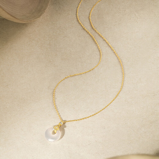 Saturday Fortune (ZLF) S925 silver chalcedony necklace women's safety buckle pendant niche gift for girlfriend's birthday, pendant chain length 40+5cm