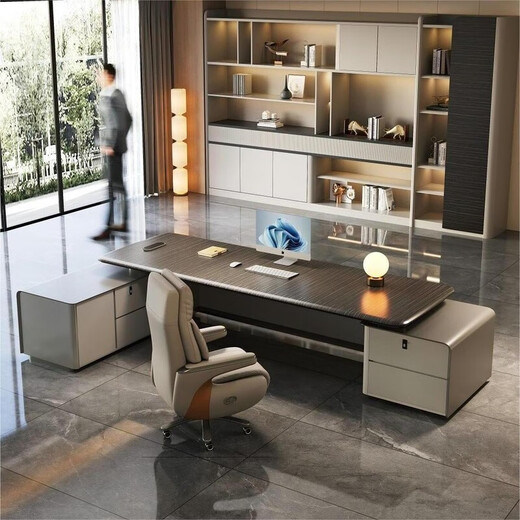 Jueqi E0 level light luxury and high-end boss desk desk president office executive desk and chair combination ebony丨E0 level environmental protection 2.4 meters boss table
