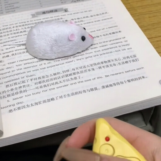 语森忆仿真老鼠电动玩具遥控动物逗猫创意恶作剧整蛊道具小仓鼠解 遥控毛绒老鼠-白色
