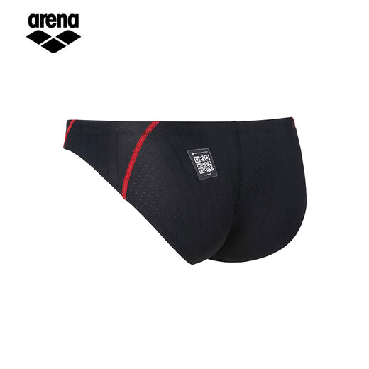 Arenas 25. neue Herren-Badehose, wettbewerbsfähig, einfach und weich, Anfänger-Trainings-Triangel-Badehose mit hohem Schritt, Schwarz und Rot (BKRD) L