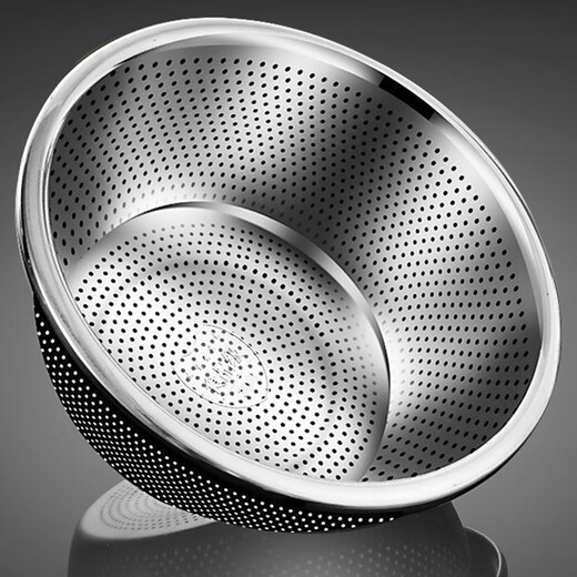 Rice helper stainless steel basin for washing vegetables, drain basket, leaky basin, washing basin, egg beating and basin, boiling fish basin, laundry canteen basin, 22cm extra thick, solid basin + leaky basin, combination pack