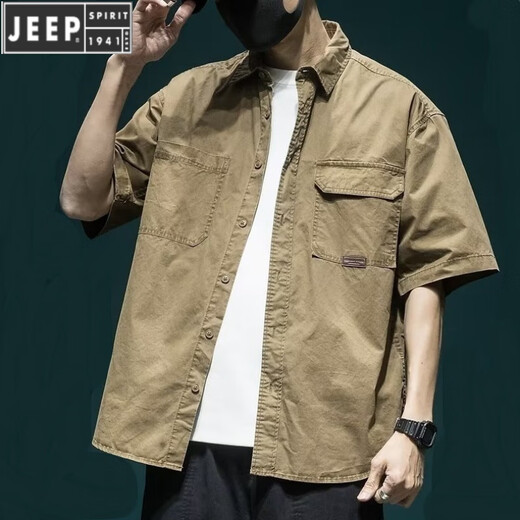 Jeep (Jeep) Camisa de verano de verano La marca retro de manga corta de manga corta de manga de mangas a gran tamaño de la camisa de la camisa japonesa del bolsillo de la camisa japonesa American Japanes