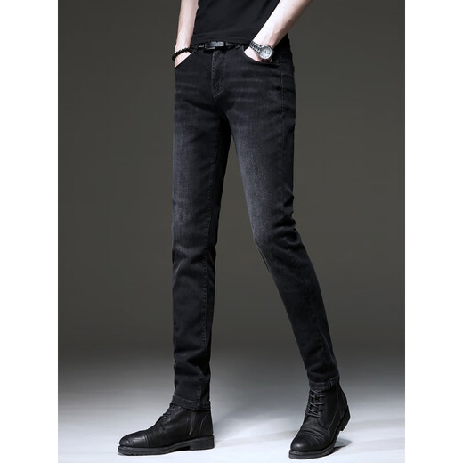 TOME BORNEK high-end brand black jeans men's 2025 summer new Korean version trendy retro small feet stretch pants men 1049 gray 29 two feet two