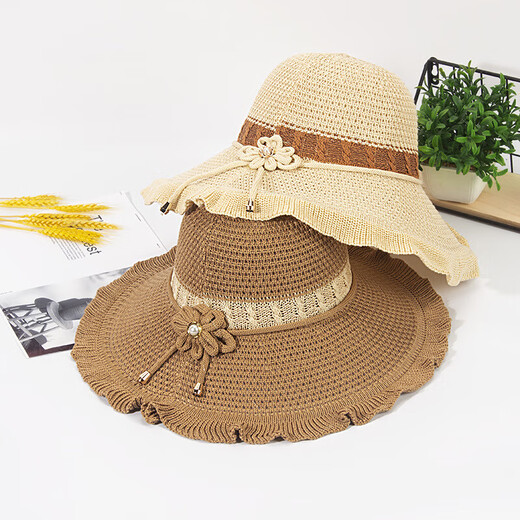 New summer women's monochrome sun protection large brim sun hat mother hat sunshade dome straw hat cool hat fisherman hat pink