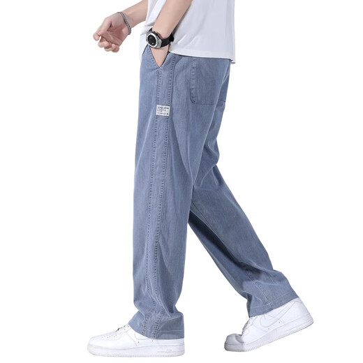 Woodpecker Jeans 2025 Sommer loser heterosexueller Herrenhosen Herren Daily Simple und All-Match-Weitbeinhose 1048 Blue L empfohlen 110-130jin [Jin ist 0,5 kg]
