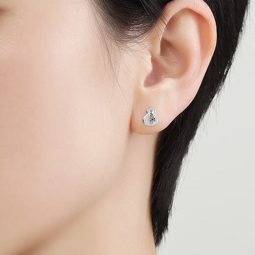 Ming brand jewelry platinum Pt950 platinum flash gourd earrings earrings gift for women BFH0091 platinum earrings about 1.64 grams