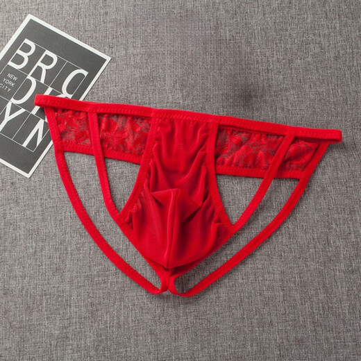 Sexy Men's Mesh Underwear Sexy Transparent Temptation U Protruding Large T-string T-Pants Boys Low Waist Hollow Black 80-160Jin Jin equals 0.5kg for inner wear