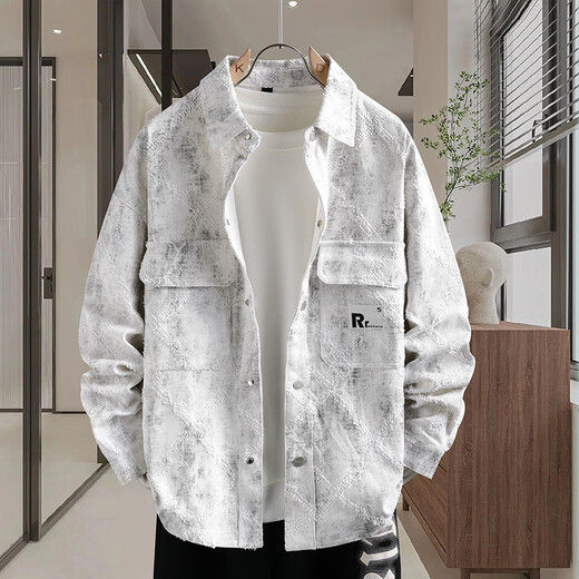 Veste en jean gtyuwvg pour garçons 2025 printemps et automne de la chemise adolescente nouveau style junior et lycée de mode masculine Top 16819 Black Letters XL (115-130jin [Jin est égal à environ 0,5 kg]))