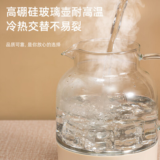 OUTERDO Health Kettle Office Small Fully Automatic Thickened Glass Insulation Household Multi-Function Tea Maker Smart Kettle Ivory White 1L High Version (No Tea Leak + Health Care丨Making Tea)