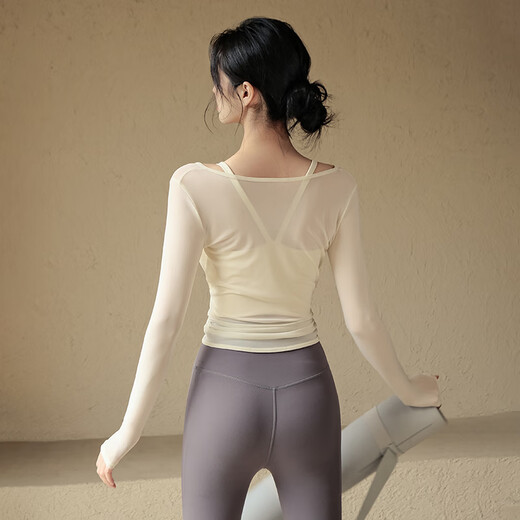 
ACKDCS yoga suit Pilates top for women in spring and summer running, fashion mesh fitness set high-end sense two-piece set