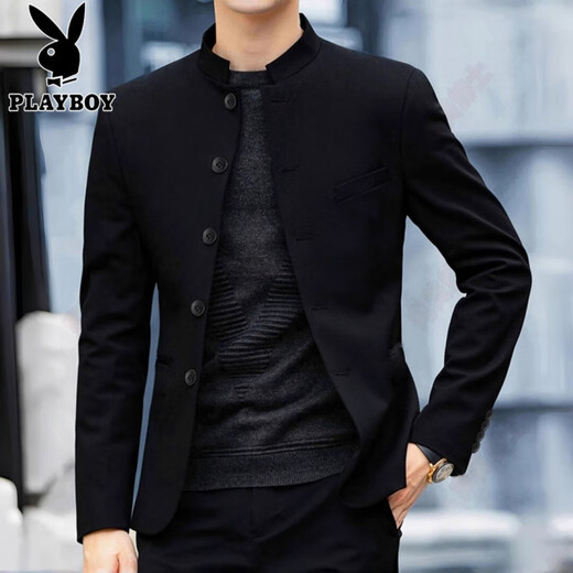 Playboy (PLAYBOY) high-end Mao suit young people new Chinese style men's Republic of China stand collar suit jacket men's suit large size trendy new Mao suit L 125-140Jin Jin equals 0.5 kg