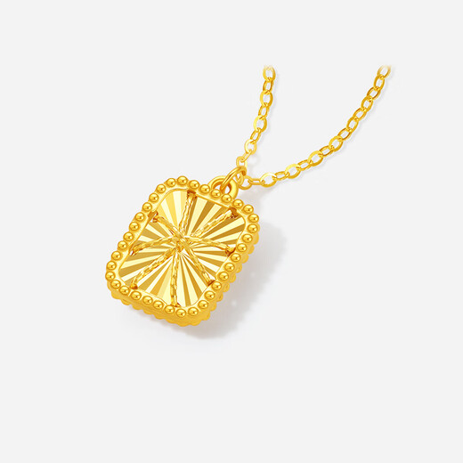 Saturday Blessing 18K gold necklace for women, geometric gold medal pendant, colorful gold necklace for girlfriend holiday gift, 40cm+5cm tail chain