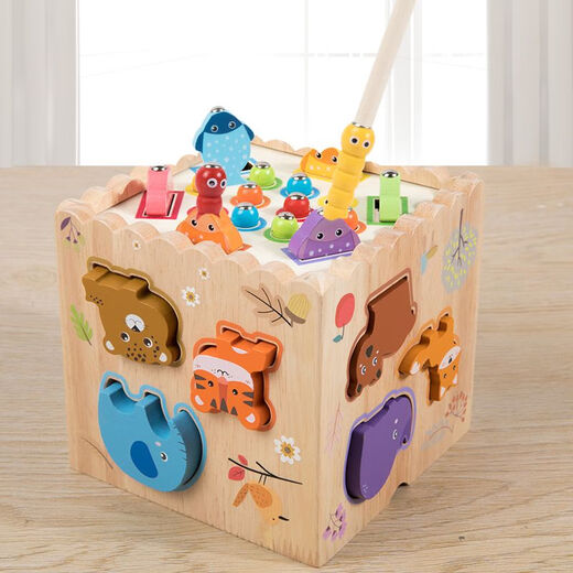 Maigemeng (Maigemeng) Kinder-Erleuchtung für Kinder in Montessori, die Ball Boys und Mädchen Rätselfischen und Ziehen von Radieschen-Holz-Matching-Spielzeugen zwei Sets schlägt.